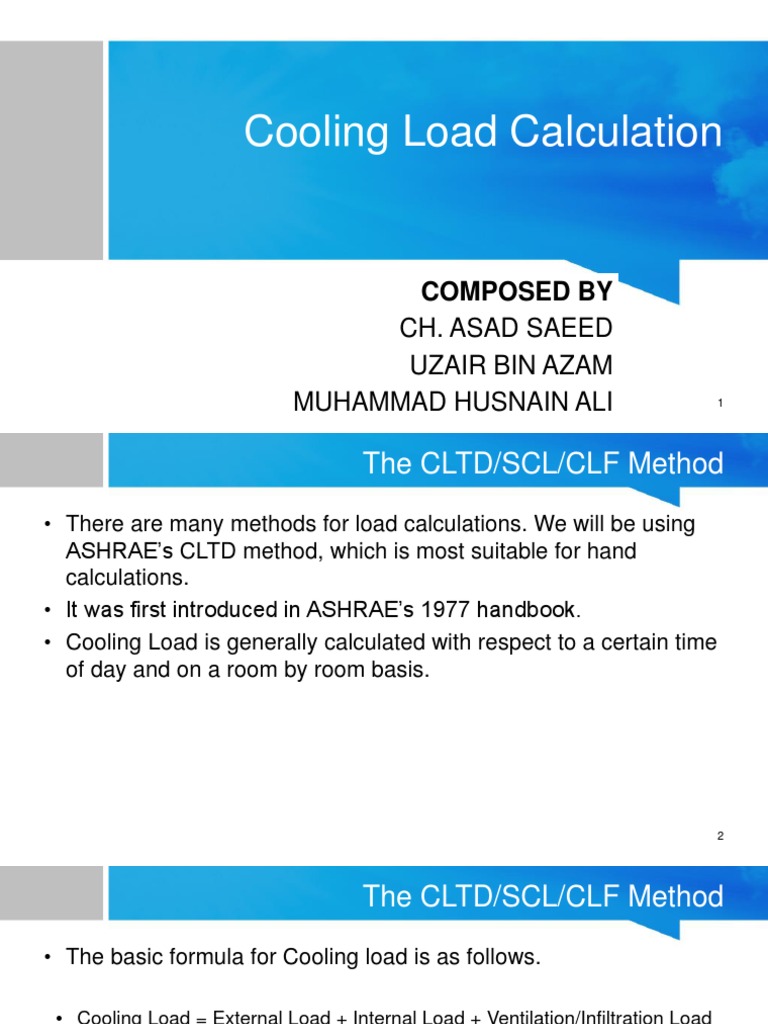 Cooling Load Calculation Methods | PDF | Air Conditioning | Ventilation ...