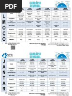 Cardápio 3ª semana Agosto 2018 