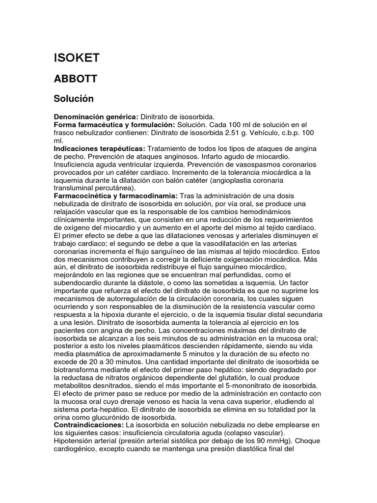 Dinitrato de Isosorbida: Uso y Dosis | PDF | Isquemia | Corazón