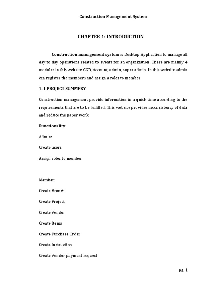 Construction Management System Overview | PDF | Visual Basic .Net ...
