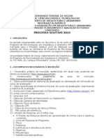 Processo Seletivo Mestrado Arquitetura UFV 2010