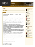 Como Montar, Administrar e Utilizar Uma Biblioteca