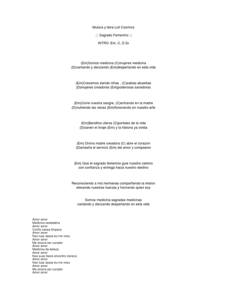 Música e Letra: Sagrado Feminino | PDF