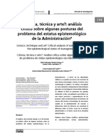 ¿Ciencia, Técnica y Arte?: Análisis Crítico Sobre Algunas Posturas Del Problema Del Estatus Epistemológico de La Administración