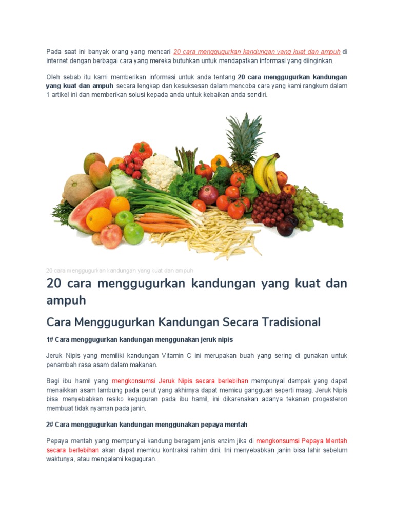 20 Cara Menggugurkan Kandungan Yang Kuat Dan Ampuh Pdf