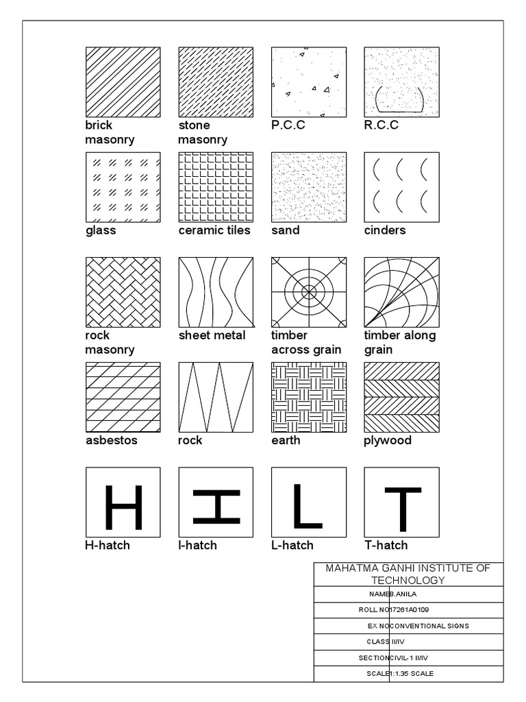 Civil Engineering Hatching Symbols | PDF | Art Media | Building Technology