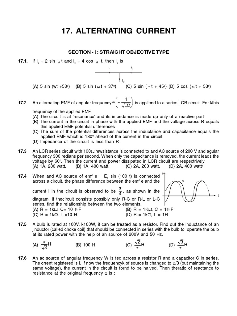LCR Circuit AC Problems and Solutions | PDF | Series And Parallel ...