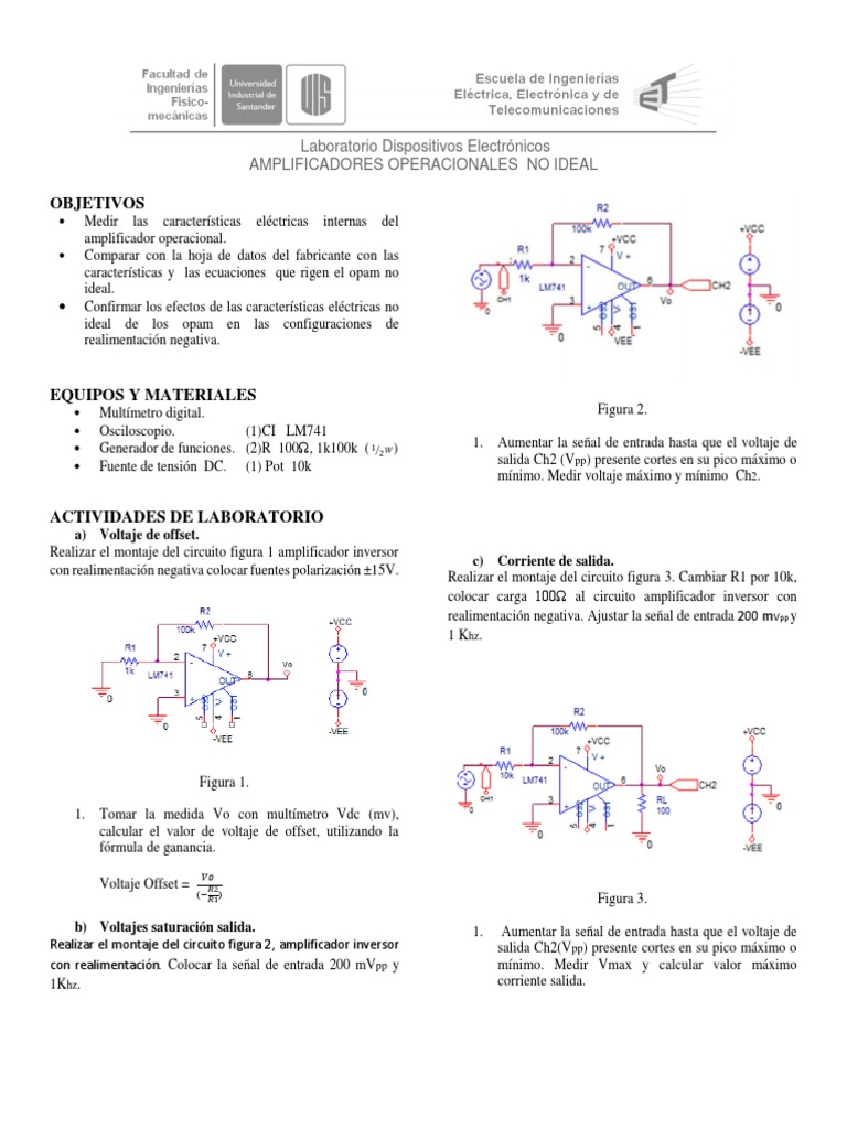 Practica 3 Dispositivos (Opam Real) | PDF | Amplificador operacional ...