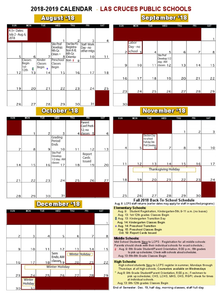 2018-19 Lcps Calendar Final-3 | PDF | Academic Term | Educational Stages