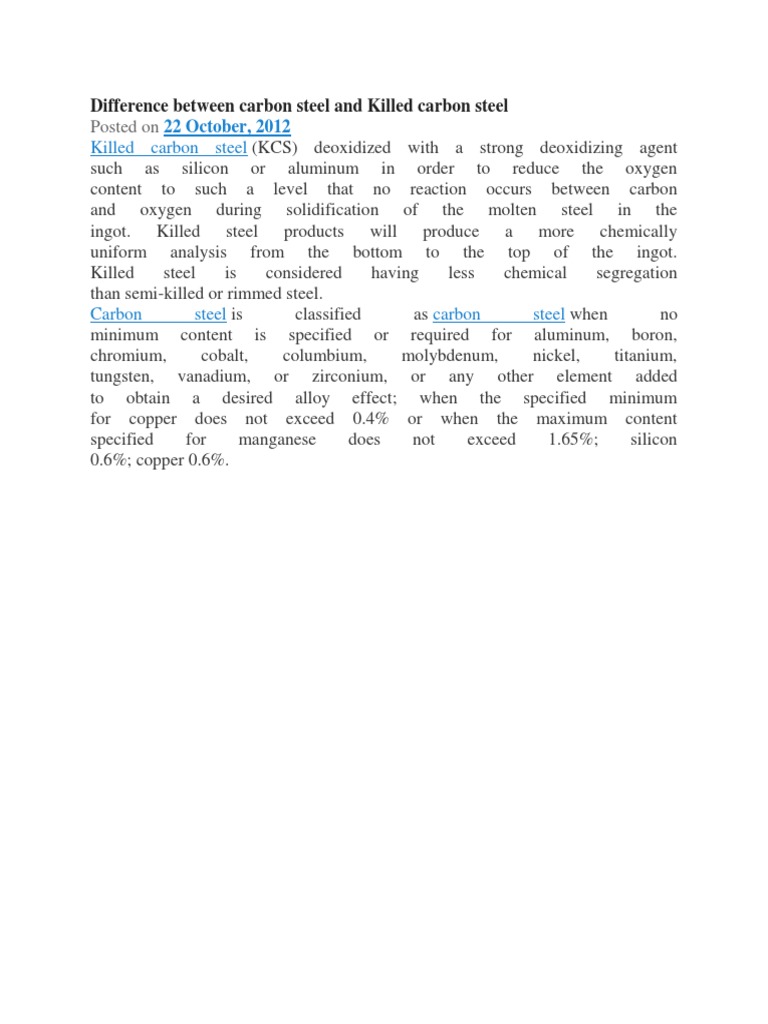 The Differences Between Killed Carbon Steel and Regular Carbon Steel: A ...