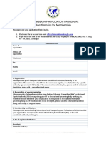 Ikf Membership Application Procedure Questionnaire For Membership