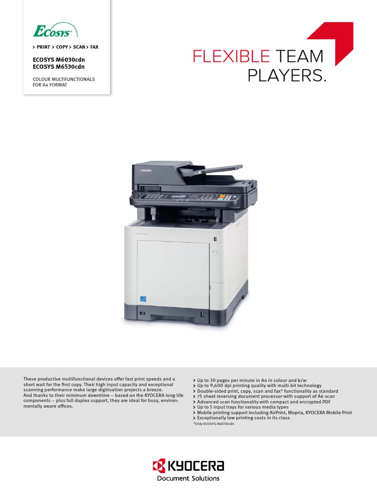 Datasheet - ECOSY M 6530CDN PDF | PDF | Fax | Image Scanner