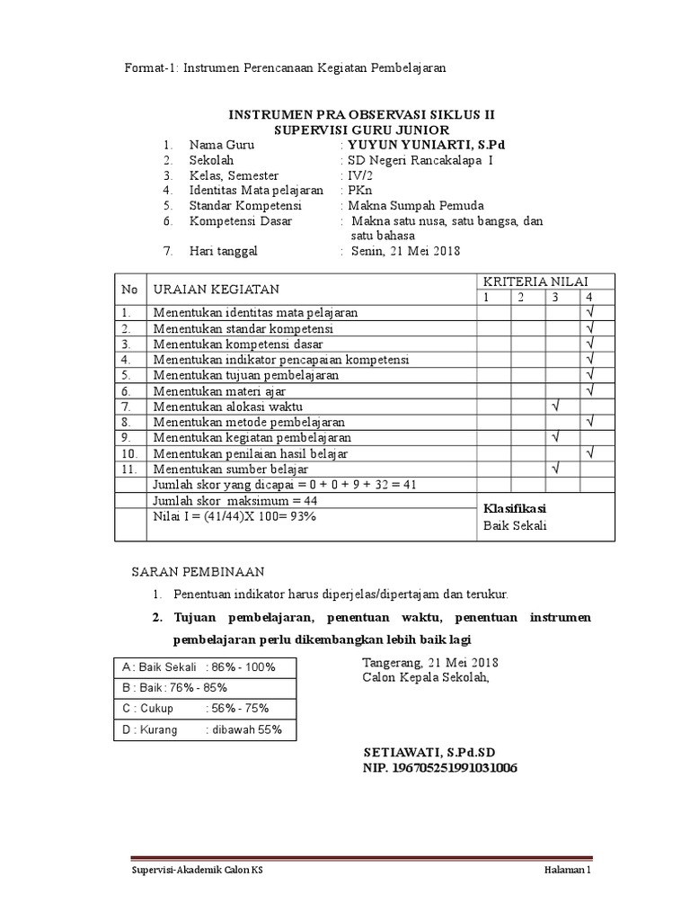Instrument Wawancara Dengan Kepala Sekolah Magang Ii