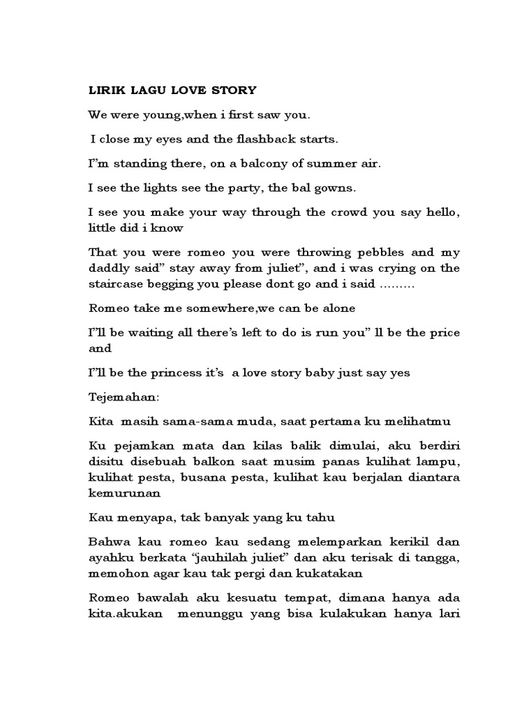 Lirik Lagu Love Story1 Docx