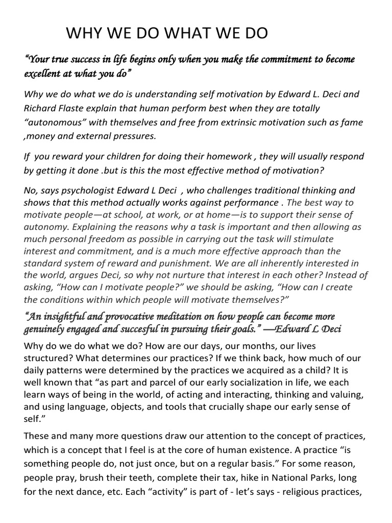 Why We Do What We Do Pdf Autonomy Motivation