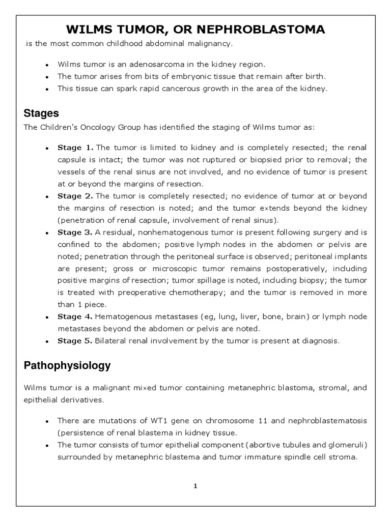 Wilms Tumor | PDF | Chemotherapy | Medicine