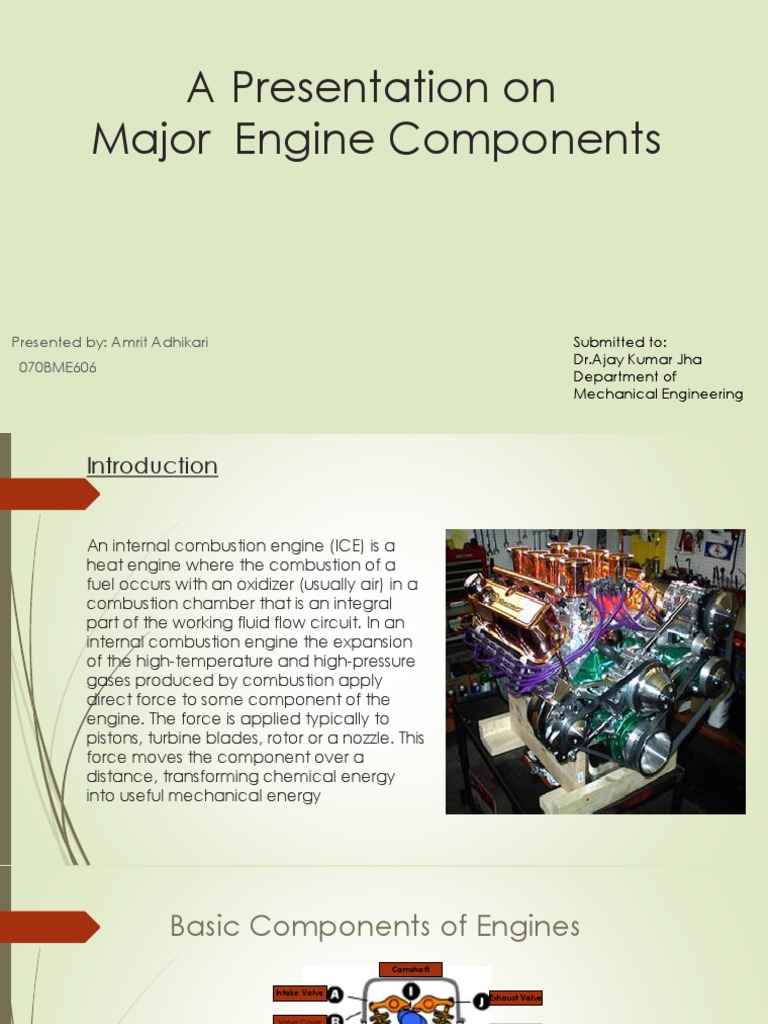 Major Engine Components Explained | PDF | Internal Combustion Engine ...
