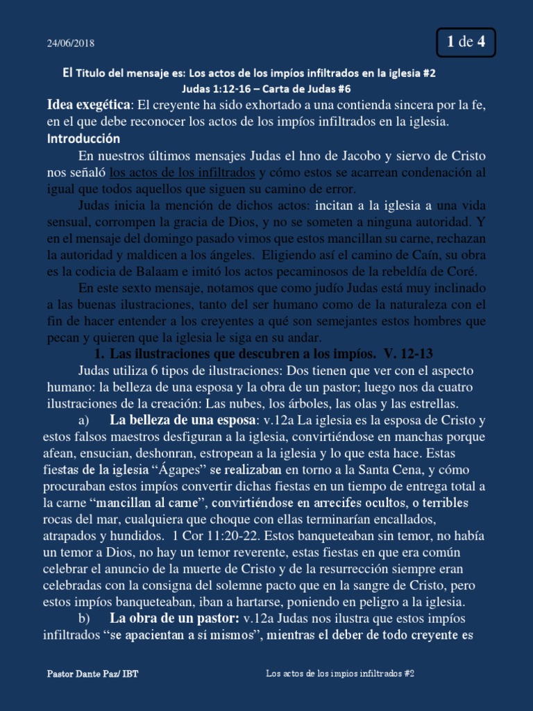 Los Actos de Los Impíos Infiltrados en La Iglesia2 #6 | PDF | Pecado ...