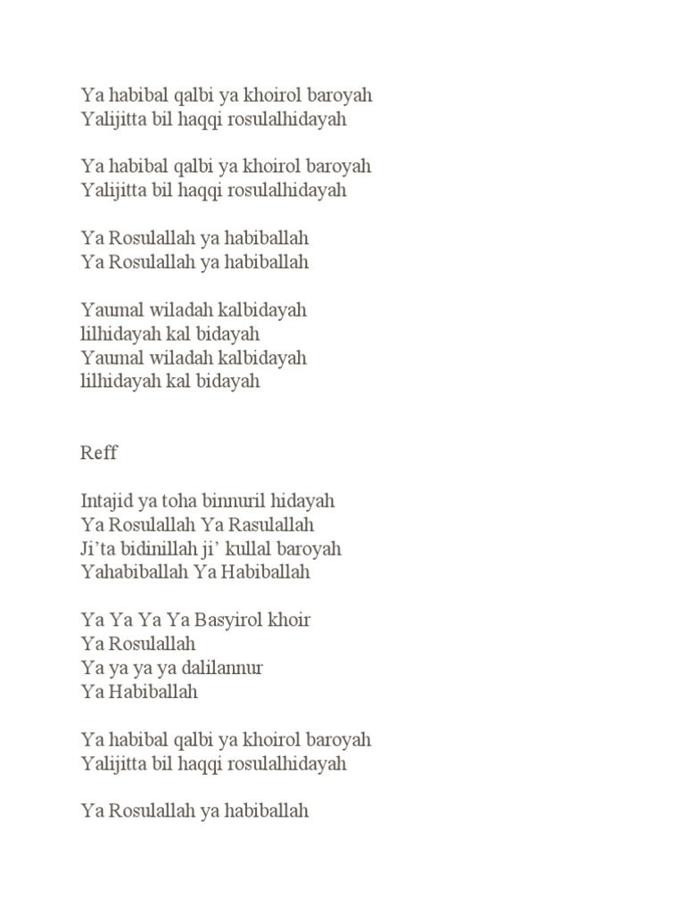 Ya Habibal Qalbi Ya Khoirol Baroyah