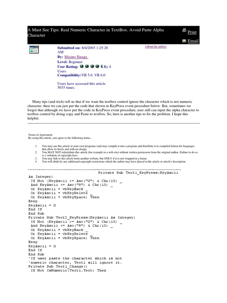 A Must See Tips: Real Numeric Character in Textbox. Avoid Paste Alpha ...