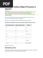 Direct and Indirect Object Pronouns in Spanish