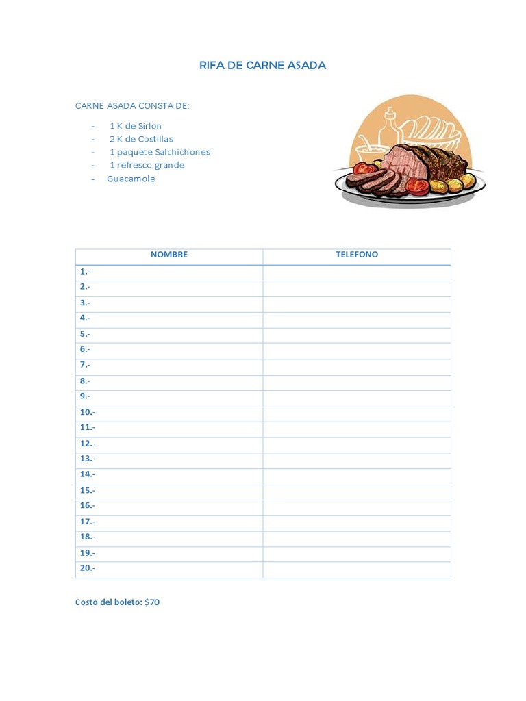 Rifa de Carne Asada | PDF