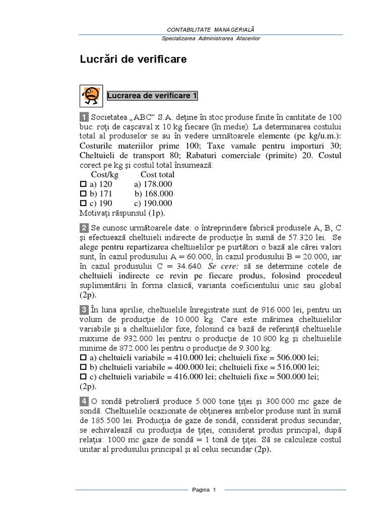 Tema de Control Contabilitate | PDF