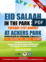 Eidul Adha Salaah in the Ackers Park on Tuesday 21st August 2018