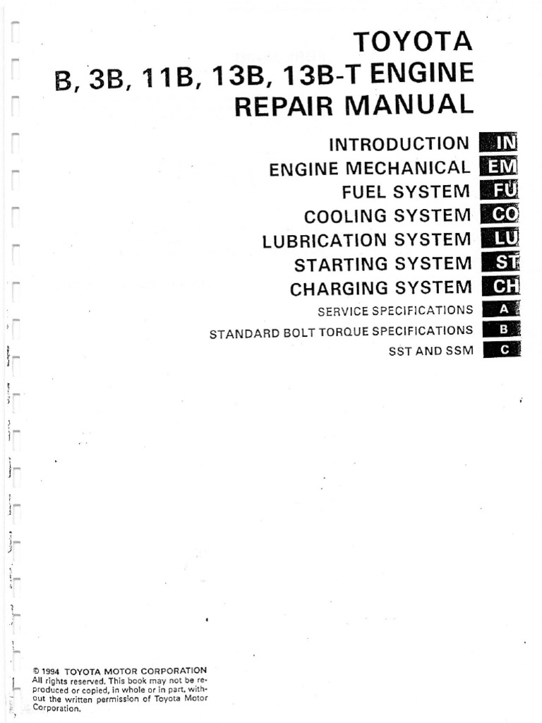 Motor Toyota 3b-Engine | PDF