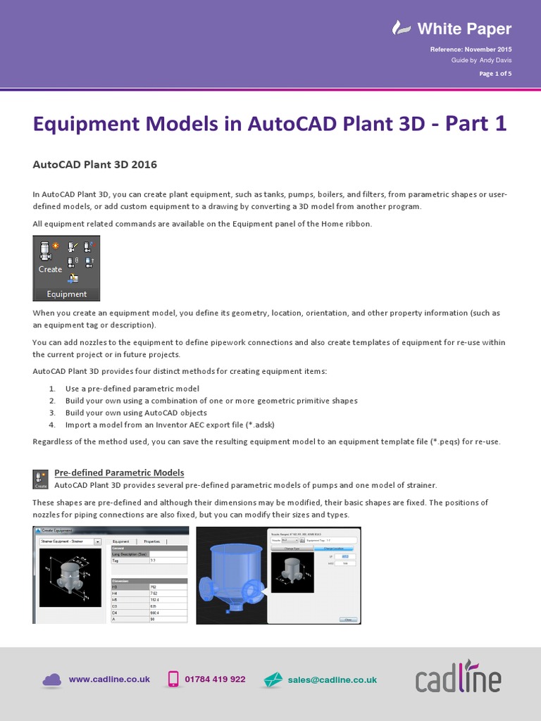 AutoCAD Plant 3D Equipment Modeling Guide | PDF | 3 D Modeling | Shape