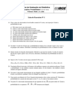 Lista de Exercícios #1, Probabilidade I, Ago 2018