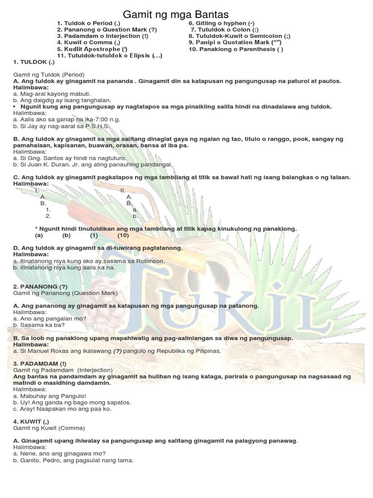 Gamit NG Mga Bantas Pagsasanay Copy Reading | PDF