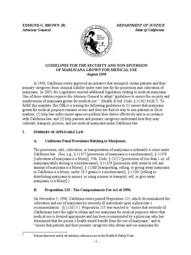 State of CA 2008 Medical Marijuana Guidelines | PDF | Social ...