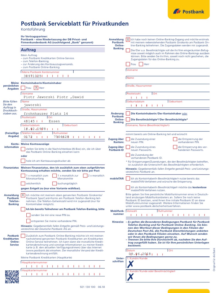 postbank online banking mein login