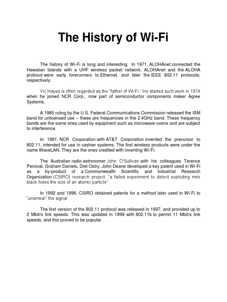 History of Wifi | PDF