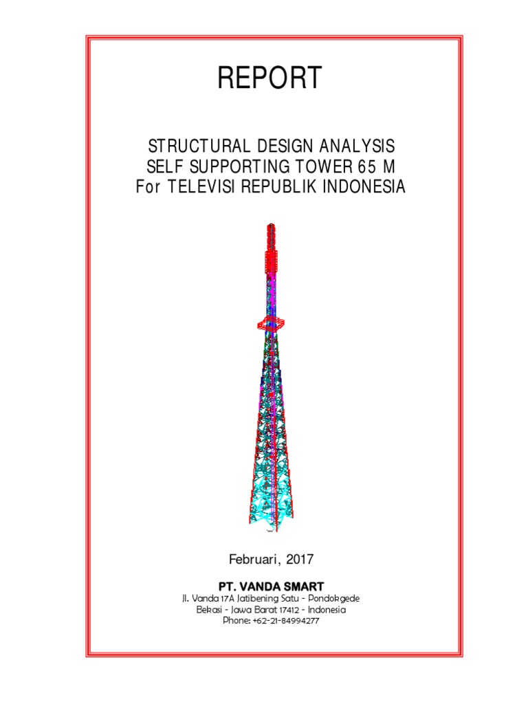 65m Self-Supporting Tower Analysis | PDF | Buckling | Screw