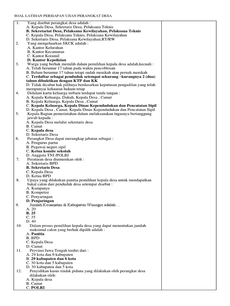  SOAL UJIAN PERANGKAT DESA 