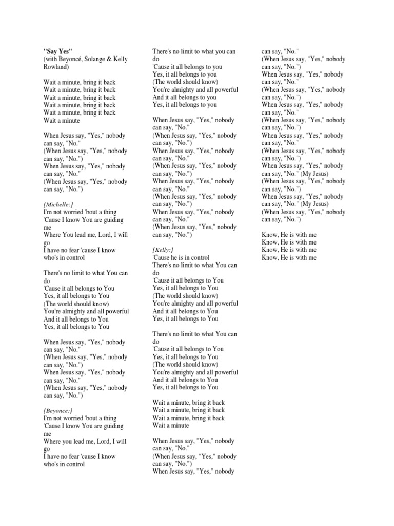 When Jesus Say Yes Pdf American Pop Songs Music Media