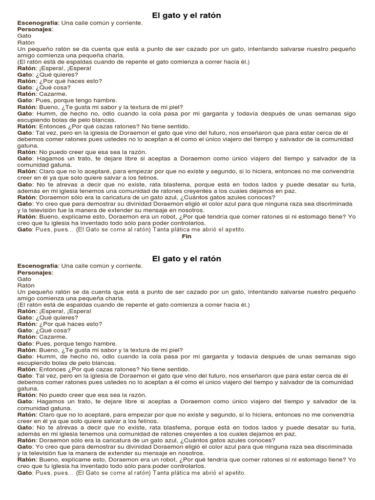 El gato y el ratón: obra teatral corta | PDF | Gatos | Ocio