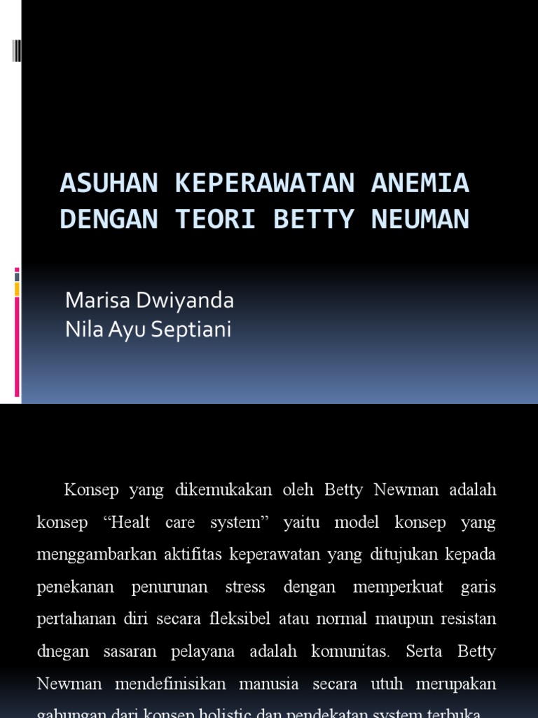Asuhan Keperawatan Anemia Dengan Teori Betty Neuman