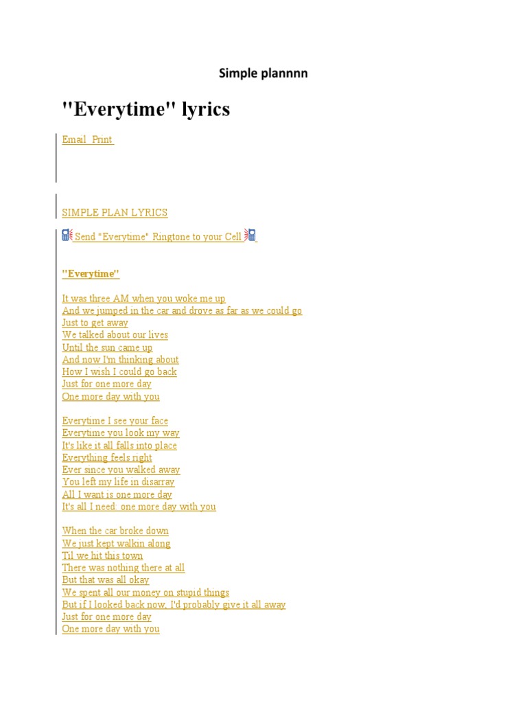 Simple Plan Song Lyrics Collection | PDF