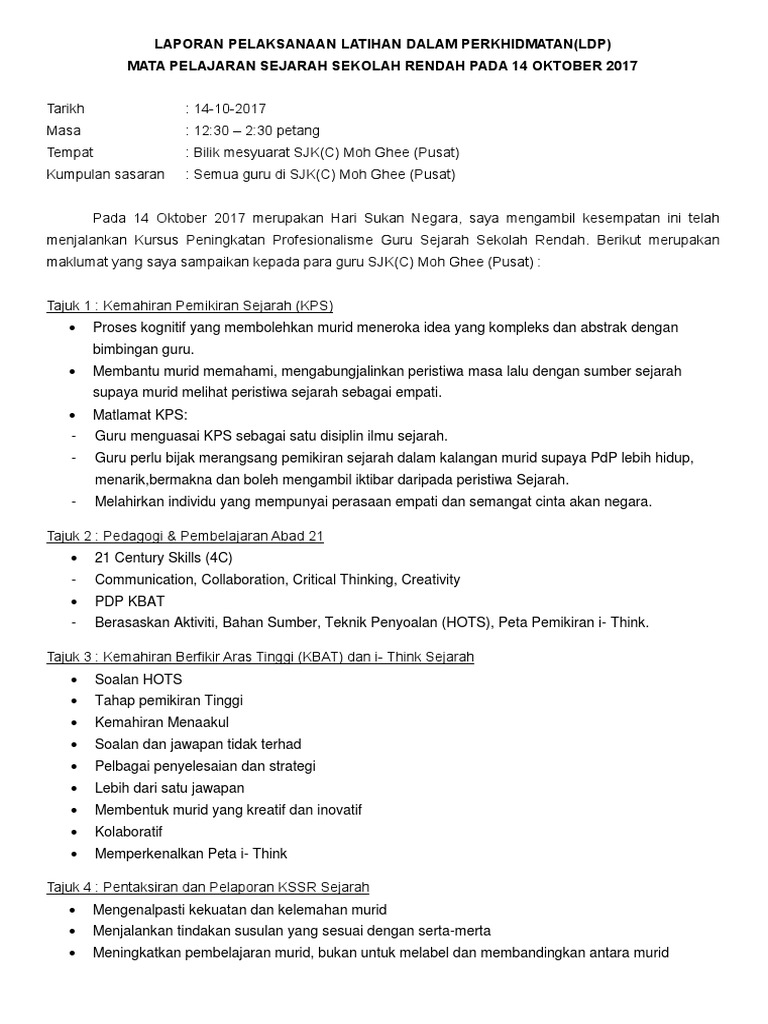 Laporan Ldp Sejarah Pdf