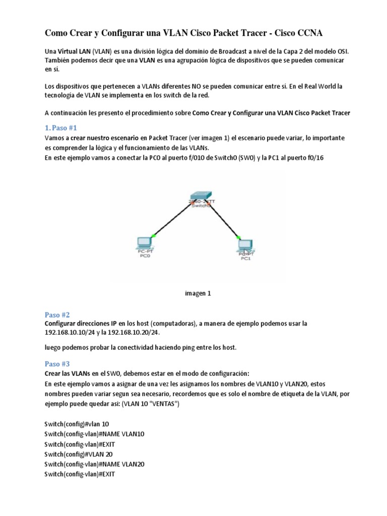 Crear y Configurar VLAN en Cisco Packet Tracer | PDF | Estándares ...