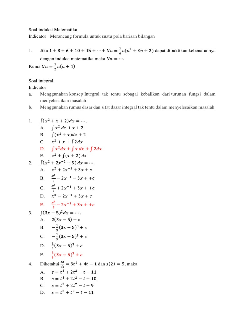 Soal Induksi N Integral Docx