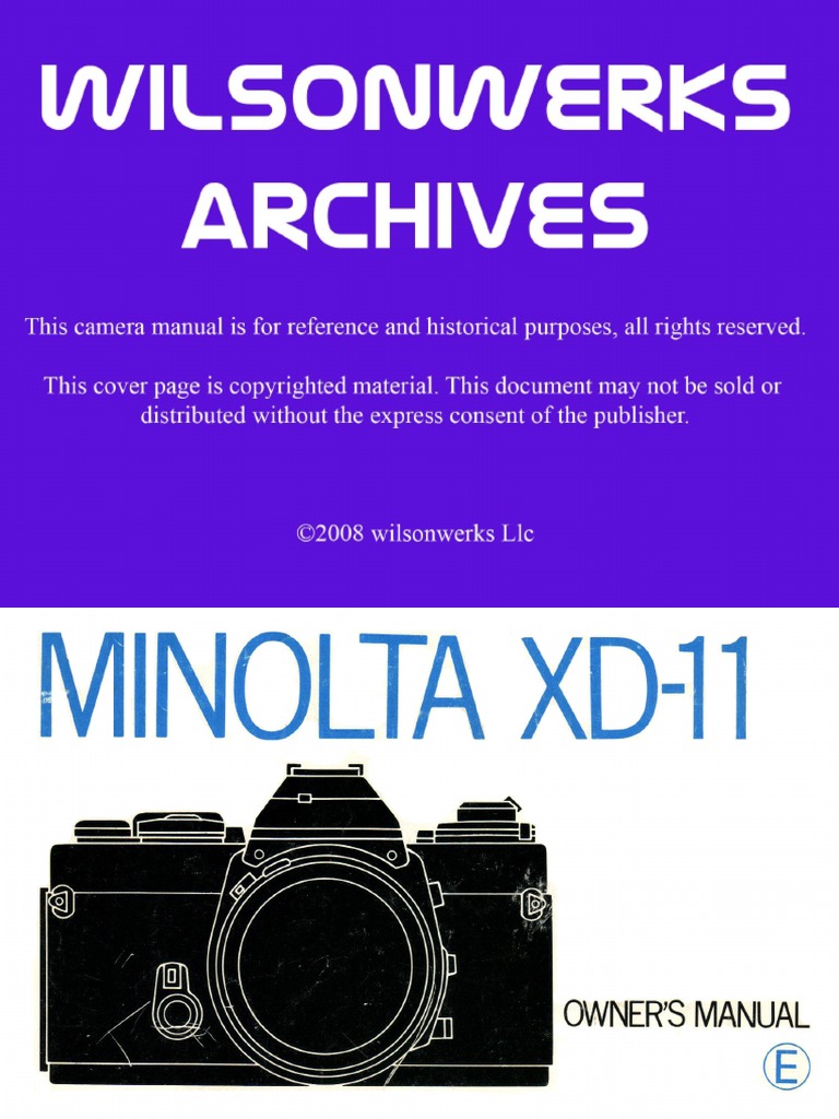 Minolta XD-7 XD-11 Manual | PDF