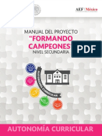 Autonomia Curricular, Manual Del Proyecto Proyecto: Formando Campeones Educación Física Educación Secundaria