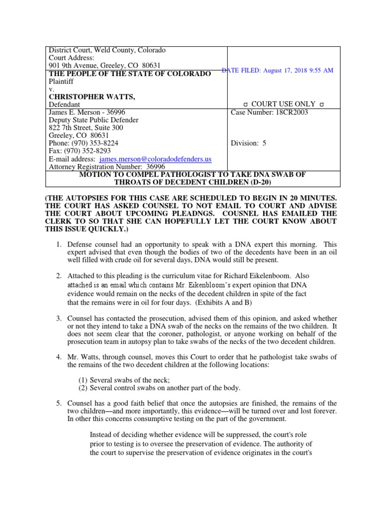 Chris Watts DNA Request PDF Pleading Government(01)