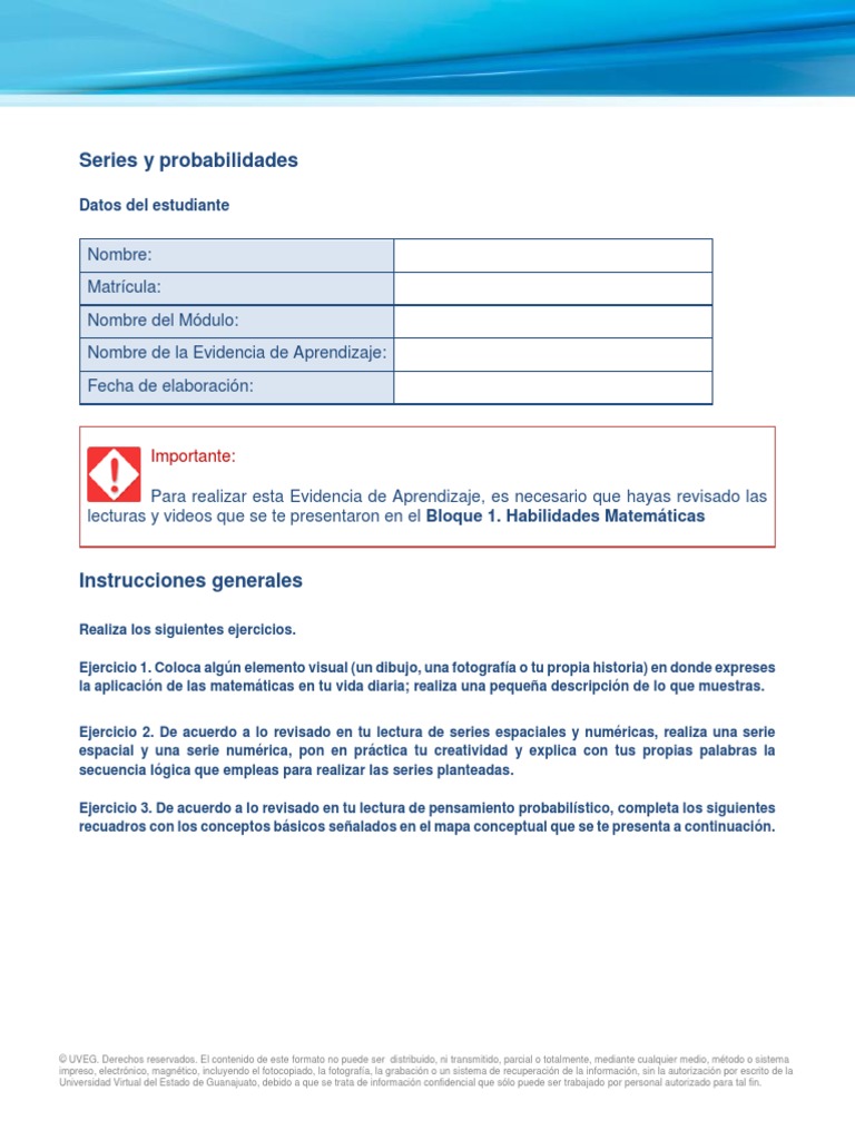EA1 RMA Formato Series y Probabilidades | Probabilidad | Lectura (proceso)