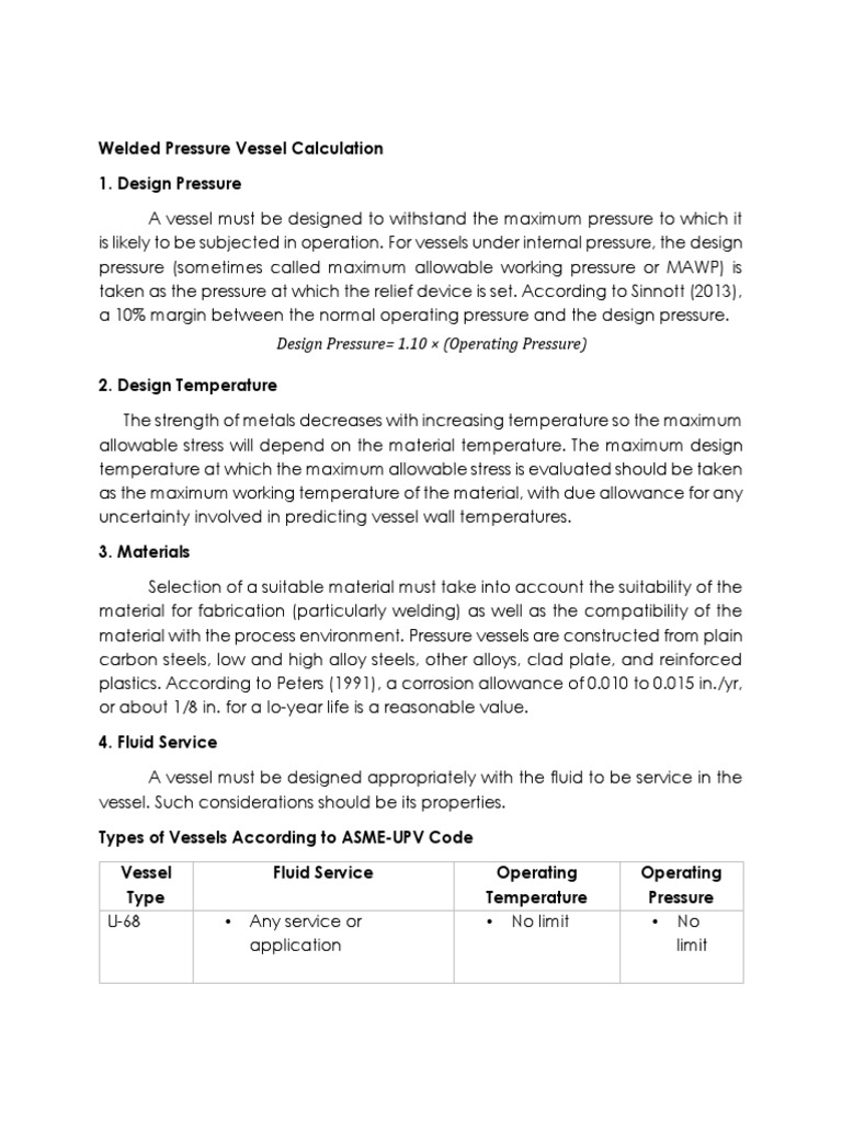 Pressure Vessel Design Calculations | PDF | Strength Of Materials | Welding