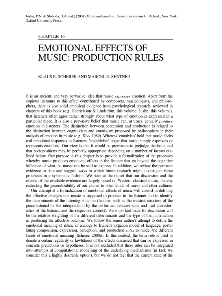 Emotional Effects of Music | PDF | Science & Mathematics | Social Science